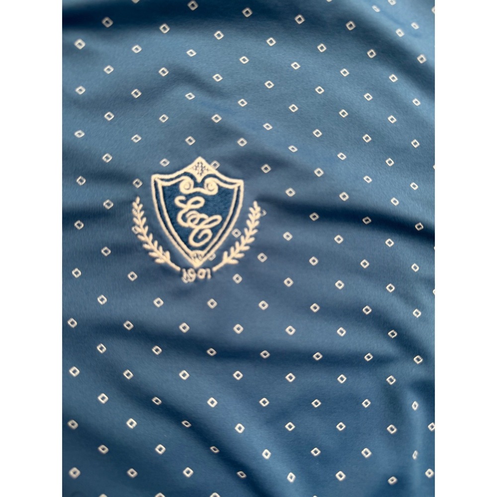FootJoy FJ Golf Polo Shirt Mens Large Blue Geometric Print Performance Stretch‎ - Picture 4 of 10
